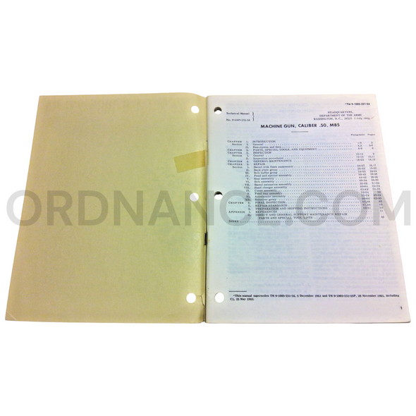 Technical Manual (TM 9-1005-231-34) for .50cal M85 Machine Gun July 1964