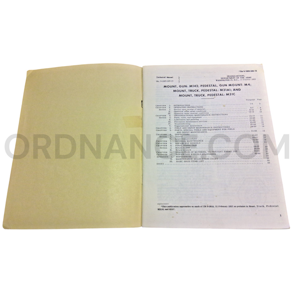 Technical Manual (TM 9-1005-245-15) for M142 Gun Mount and M4, M31A1, and M31C Pedestal Truck Mounts October 1963
