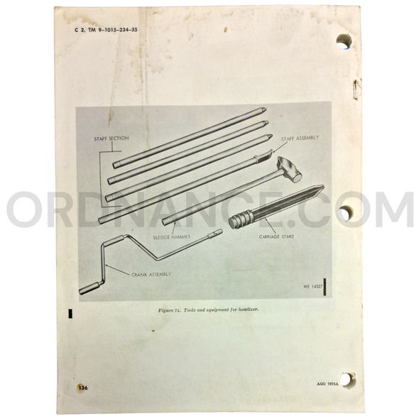 Technical Manual Change 2 (TM 9-1015-234-35) for 105mm M102 Towed Light Howitzer May 1967