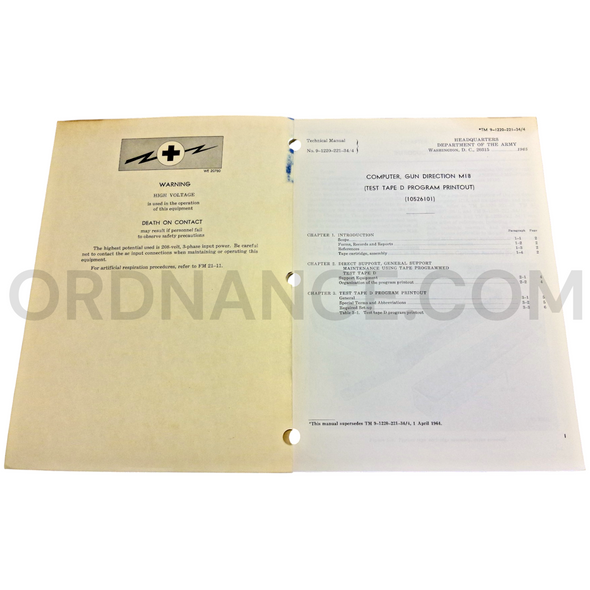 Technical Manual (TM 9-1220-221-34/4) for M18 Gun Direction Computer 1965