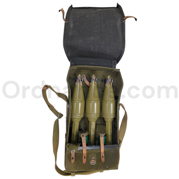 RPG-2 Three-Round Carrying Backpack with Three Inert Restored PG-2 HEAT Projectiles and Expulsion Charges