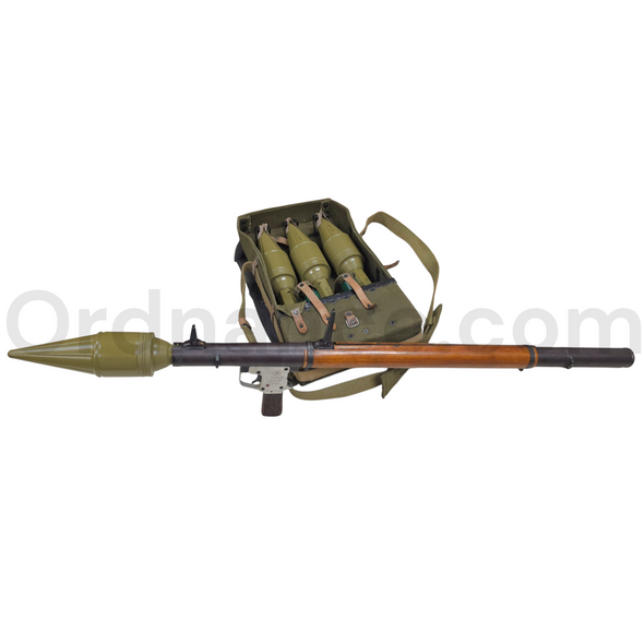 Original Demilitarized RPG-2 Launcher with Three-Round Backpack and Three Restored PG-2 HEAT Projectiles