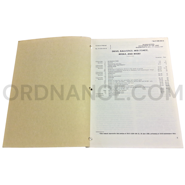 Technical Manual (TM 9-1220-220-34) for M10, M10A4, and M10B1 Ballistics Drives January 1963