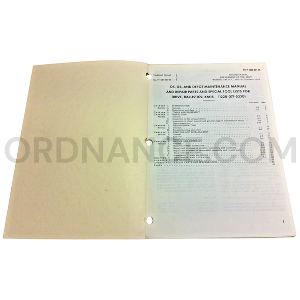 Technical Manual (TM 9-1220-231-35) for XM15 Ballistic Drive September 1965 FSN 1220-071-5330