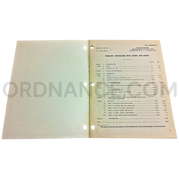 Technical Manual (TM 9-1240-262-34) for M105, M105C, and M105D Articulated Telescopes January 1963