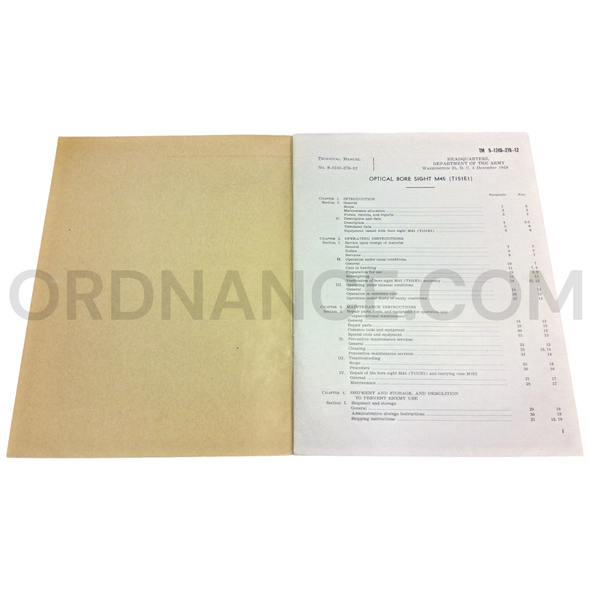 Technical Manual (TM 9-1240-278-12) for M45/T151E1 Optical Bore Sight December 1959