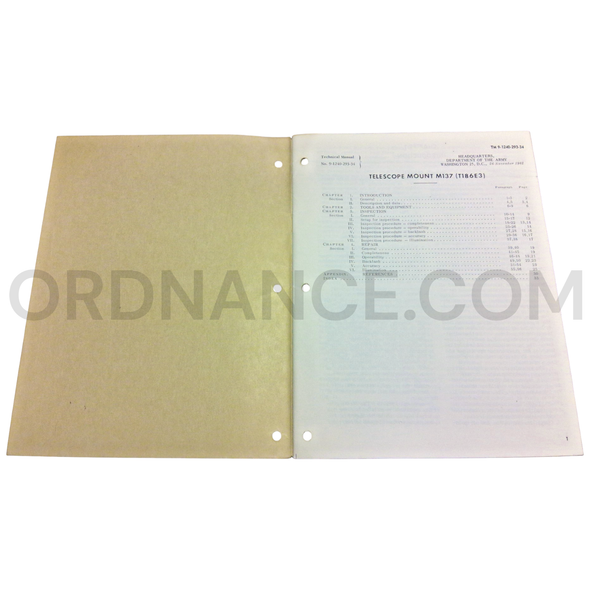 Technical Manual (TM 9-1240-293-34) for M137/T186E3 Telescope Mount November 1962