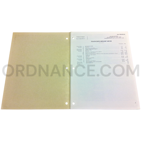Technical Manual (TM 9-1240-295-35) for M138 Telescope Mount December 1962