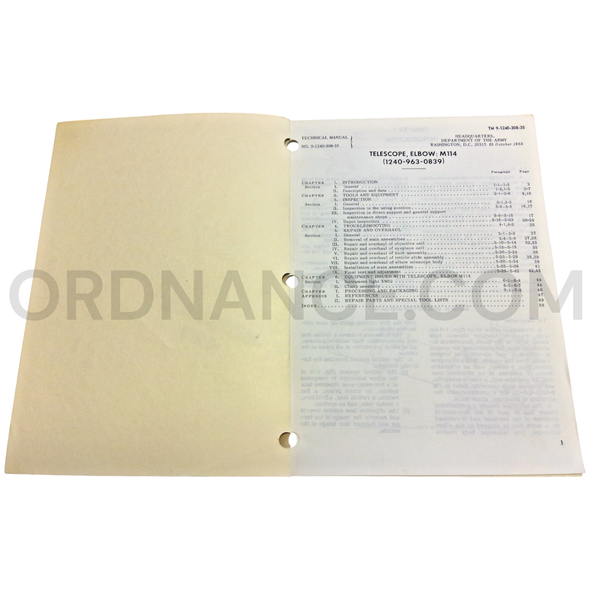 Technical Manual (TM 9-1240-308-35) for M114 Elbow Telescope October 1965 FSN 1240-963-0839