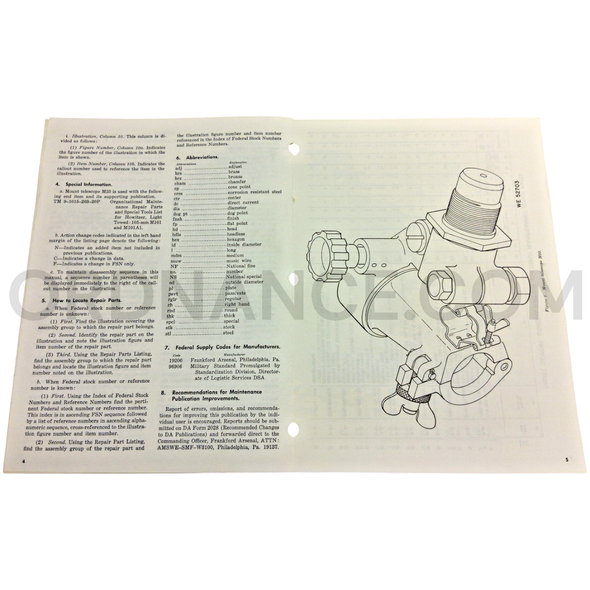 Technical Manual (TM 9-1240-347-35P) for M23 Telescope Mount March 1970 FSN 1240-757-8441