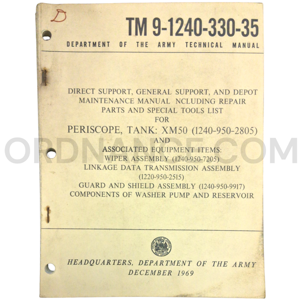 Technical Manual (TM 9-1240-330-35) for XM50 Tank Periscope December 1969 FSN 1240-950-2805