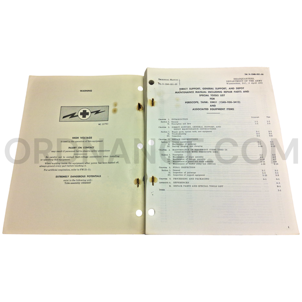 Technical Manual (TM 9-1240-331-35) for XM51 Tank Periscope April 1970 FSN 1240-950-3412