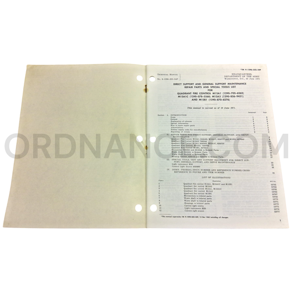 Technical Manual (TM 9-1290-232-34P) for M13A1, M13A1C, M13A3, and M13B1 Fire Control Quadrants June 1971 FSN 1290-703-6262