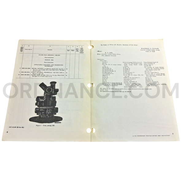 Technical Manual (TM 9-1290-262-12P) for M2 Aiming Circle February 1959