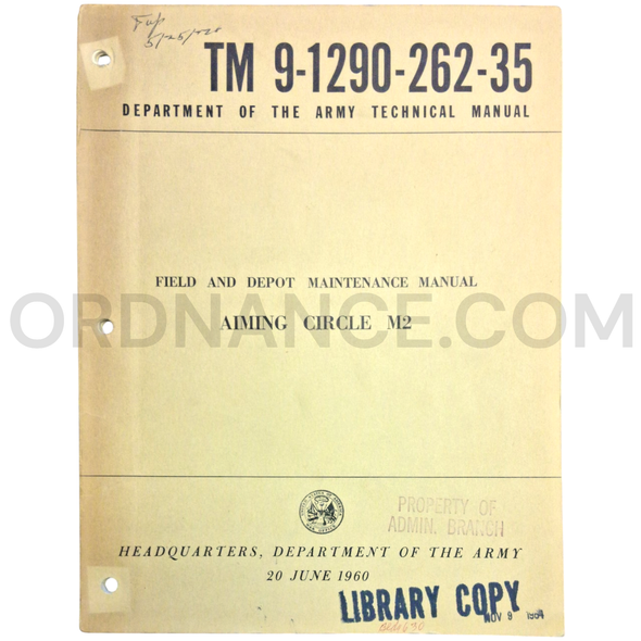Technical Manual (TM 9-1290-262-35) for M2 Aiming Circle June 1960