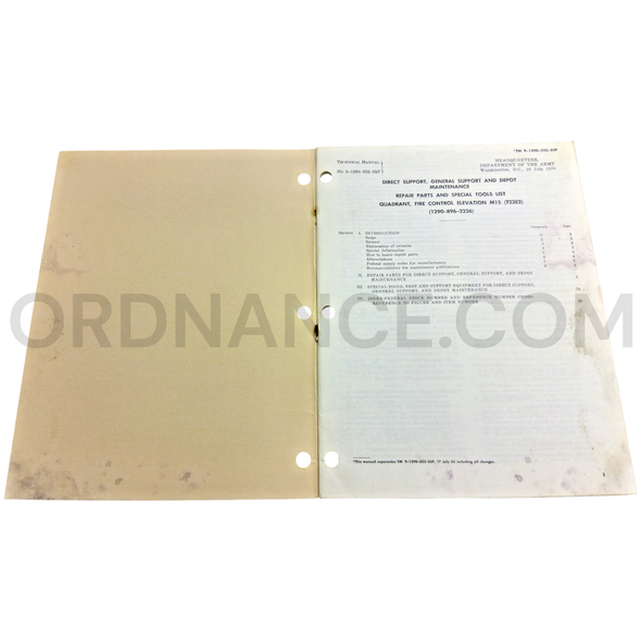 Technical Manual (TM 9-1290-322-35P) for M15/T23E2 Elevation Fire Control Quadrant July 1970 FSN 1290-896-2236