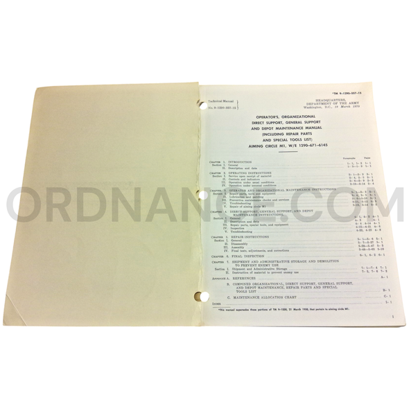 Technical Manual (TM 9-1290-357-15) for M1 Aiming Circle March 1970 FSN 1290-671-6145