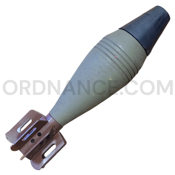 60mm M49A3 Mortar Round with M52B1 Bakelite Nose Fuze and M2 Tail Fin