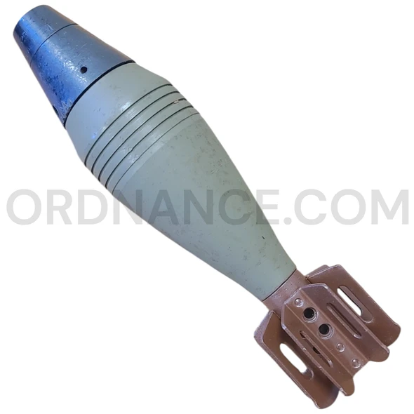 60mm M49A3 Mortar Round with M52B1 Bakelite Nose Fuze and M2 Tail Fin