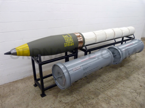 U.S. Navy 16-inch Iowa-Class Battleship Ammunition Display -  complete with projectile, propellant bags, propellant cans, and display stands