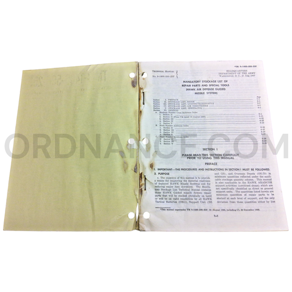 Technical Manual (TM 9-1400-500-25P) for HAWK Air Defense Guided Missile System July 1967