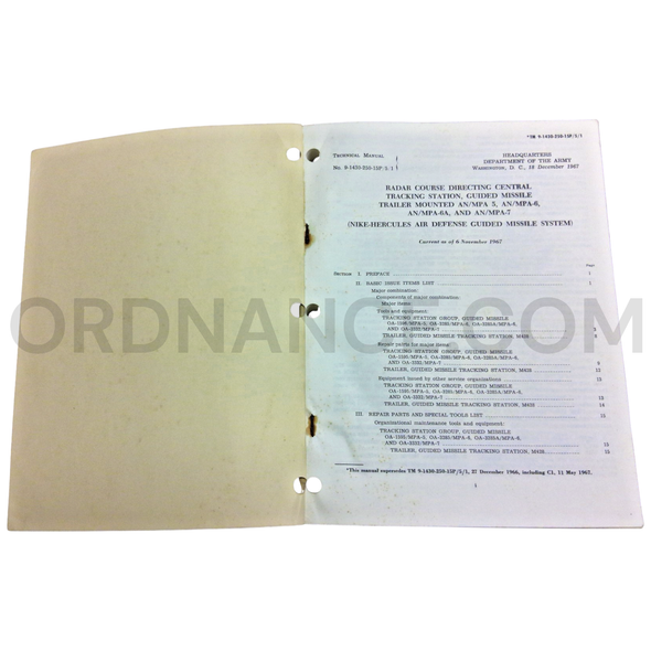 Technical Manual (TM 9-1430-250-15P/5/1) for AN/MPA-5, AN/MPA-6, AN/MPA-6A, and AN/MPA-7 Nike Hercules Guided Missile Tracking Station Groups December 1967