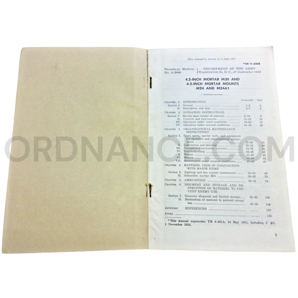 Technical Manual (TM 9-2008) for 4.2-Inch M30 Mortar and 4.2-Inch M24 / M24A1 Mortar Mounts September 1956