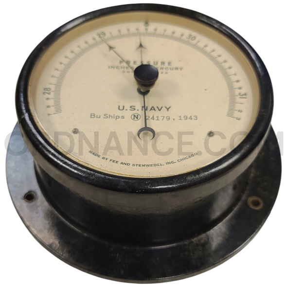 U.S.Navy WWII Bureau of Ships Aneroid Barometer made by Fee and Stemwedel dated 1943