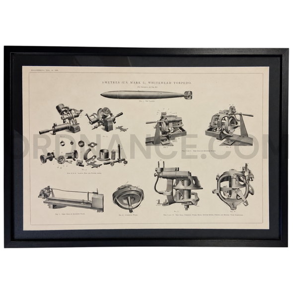 Original Engineering 1898 Whitehead 5-Metre U.S. Mark I Torpedo and Obry Gear Print