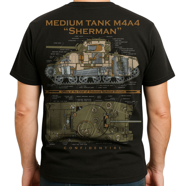 100% USA-Made Medium Tank M4A4 "Sherman" T-Shirt