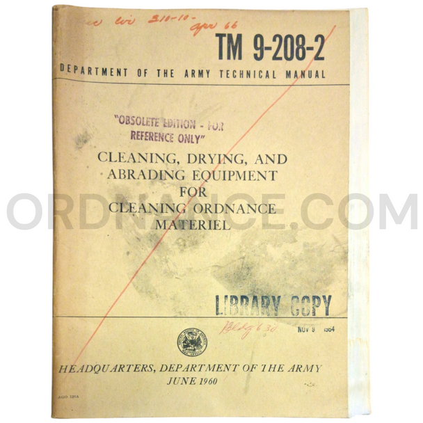 Technical Manual (TM 9-208-2) for Cleaning Ordnance Materiel June 1960