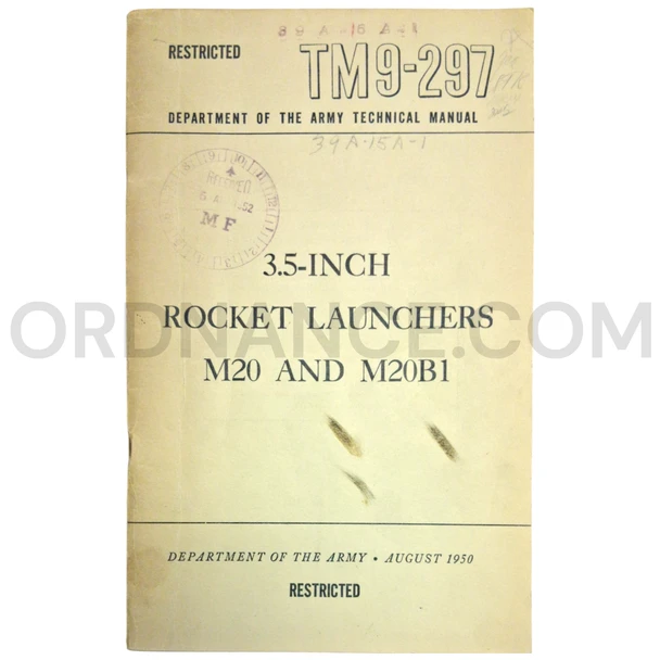 Technical Manual (TM 9-297) for M20 and M20B1 3.5-Inch Rocket Launchers August 1950