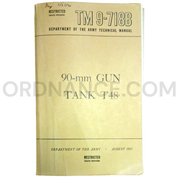 Technical Manual (TM 9-718B) for 90mm T48 Gun Tank August 1952