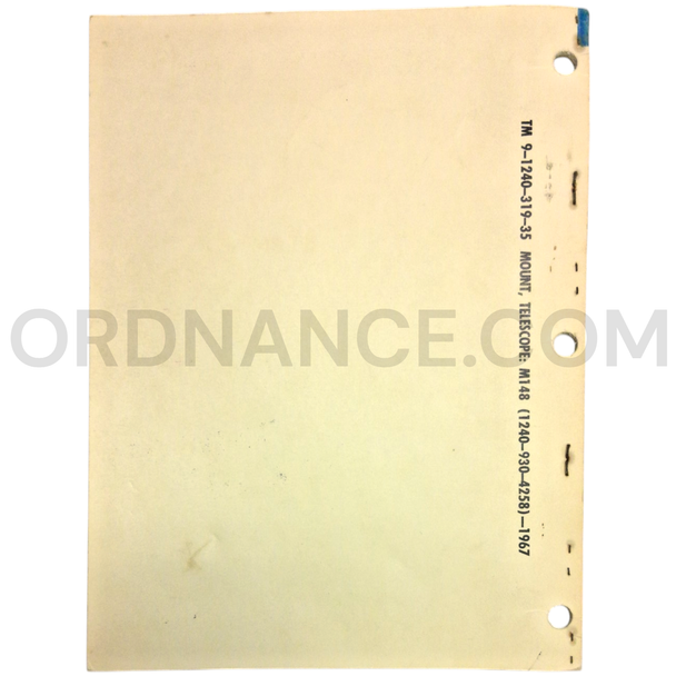 Technical Manual (TM 9-1240-319-35) for M148 Telescope Mount 1967 FSN 1240-930-4258