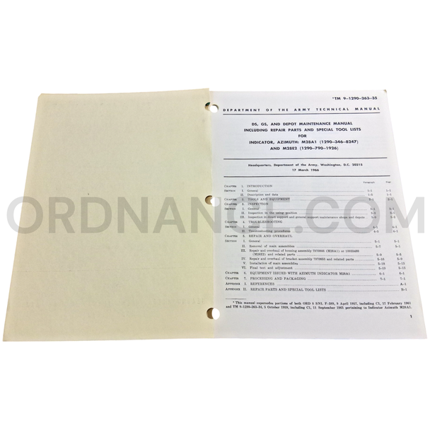 Technical Manual (TM 9-1290-263-35) for M28A1 and M28E2 Azimuth Indicators March 1966 FSN 1290-346-8247