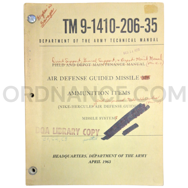 Technical Manual (TM 9-1410-206-35) for Nike-Hercules and Improved Nike-Hercules Air Defense Guided Missile Systems April 1963