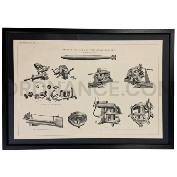 Original Engineering 1898 Whitehead 5-Metre U.S. Mark I Torpedo and Obry Gear Print