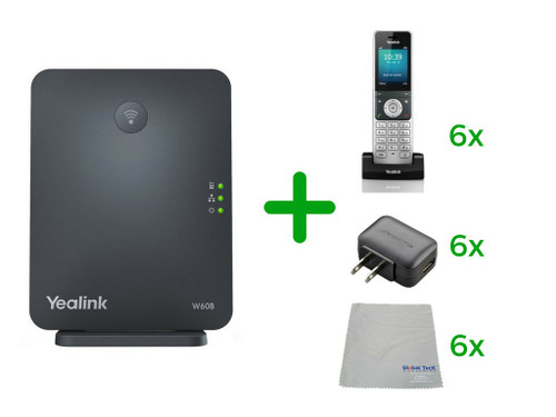 Yealink Cordless Phones Office W60P IP Bundle | DECT Handset, Base Unit, Power Supply (Yealink W60B DECT Base and 6 Handsets) | #YEA-W56H-VB6 Yealink Cordless Phones Office W60P IP Bundle | DECT Handset, Base Unit, Power Supply (Yealink W60B DECT Base and 6 Handsets) | #YEA-W56H-VB6