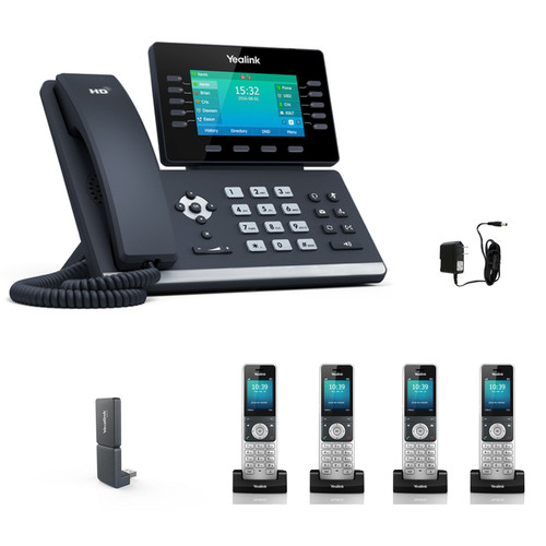 Yealink SIP-T54W IP Touch Screen SIP Phone, Power Supply, and DECT 