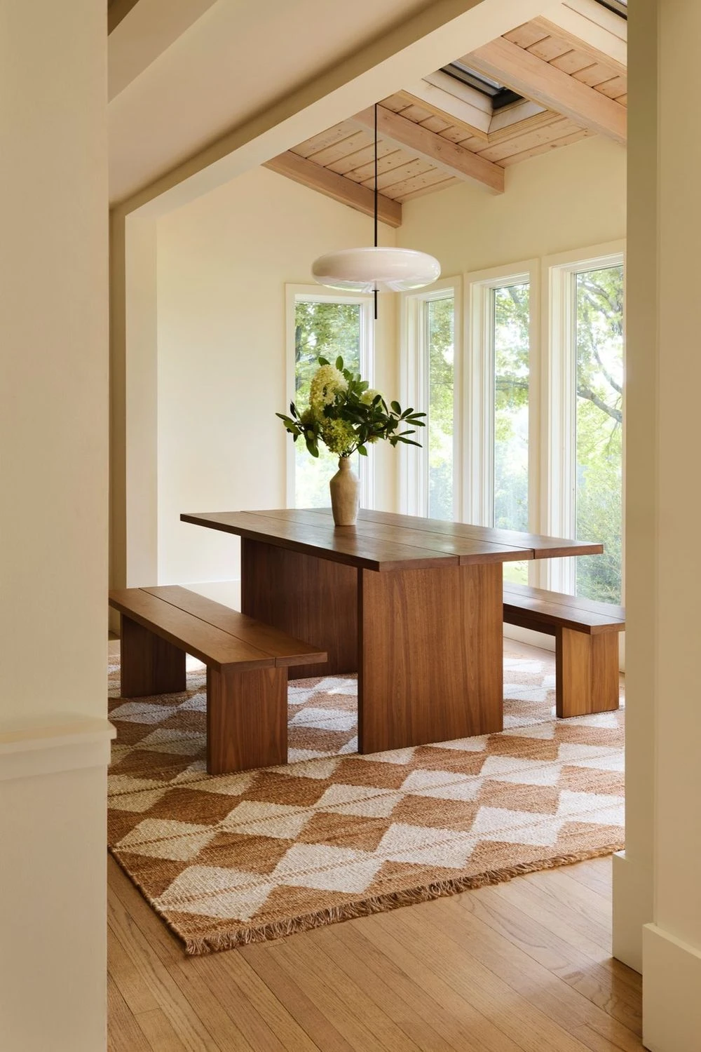 Milton Natural handwoven jute rug in a dining room