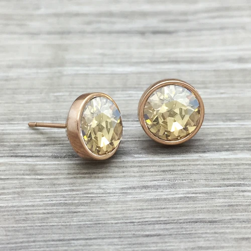 Rose Gold Swarovski Stud in Golden Shadow