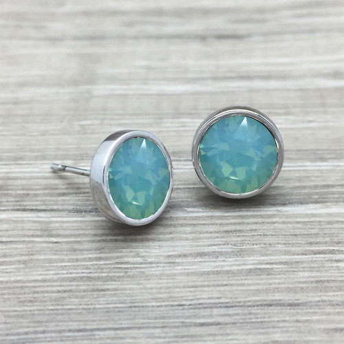 Silver Swarovski Stud in Pacific Opal