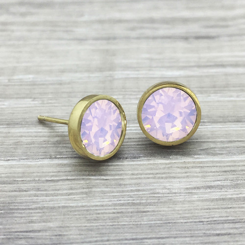 Pink Opal Swarovski Stud in Gold