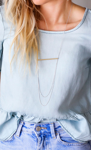 2-Tone bar drape necklace