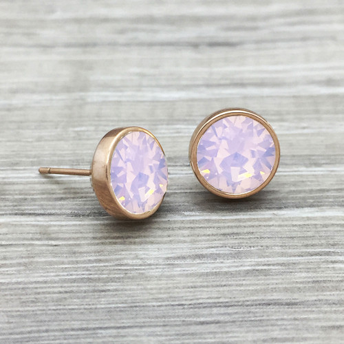 Rose Gold Swarovski Stud in Pink Opal