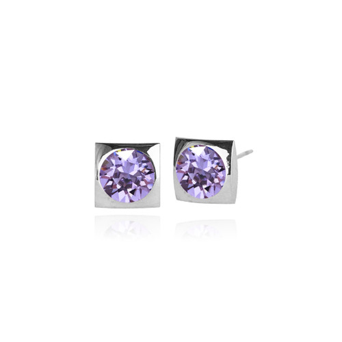 Classic Square Swarovski Stud in Violet