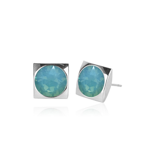Luxe Square Swarovski Stud in Pacific Opal