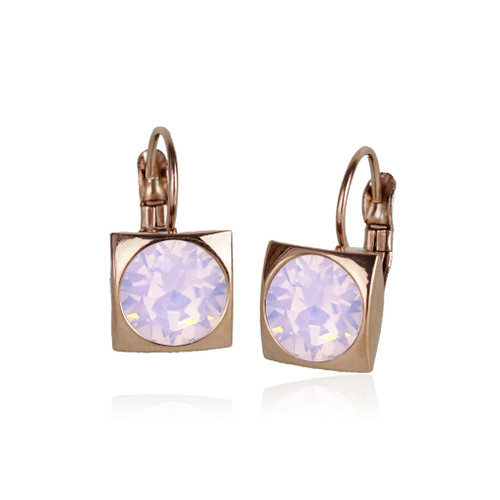 Luxe Square Swarovski Frenchback in Pink Opal