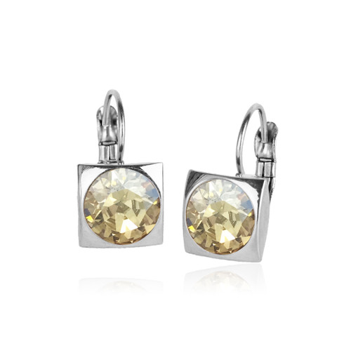 Luxe Square Swarovski Frenchback in Golden Shadow