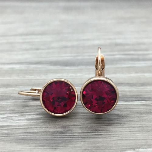 Ruby Swarovski Frenchback in Rose Gold